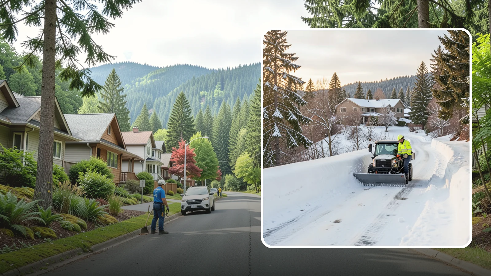 Steep Driveway Snow Removal in Darrington, Snohomish County, WA - We safely clear and treat steep driveways on the hillside lots that define so much of Western Washington's terrain.
