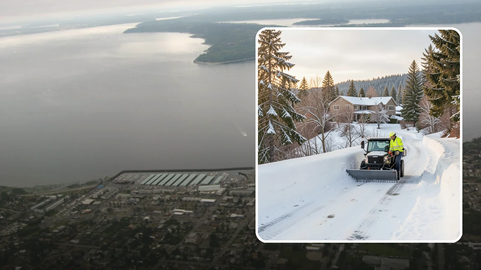 Steep Driveway Snow Removal in Des Moines, King County, WA - We safely clear and treat steep driveways on the hillside lots that define so much of Western Washington's terrain.