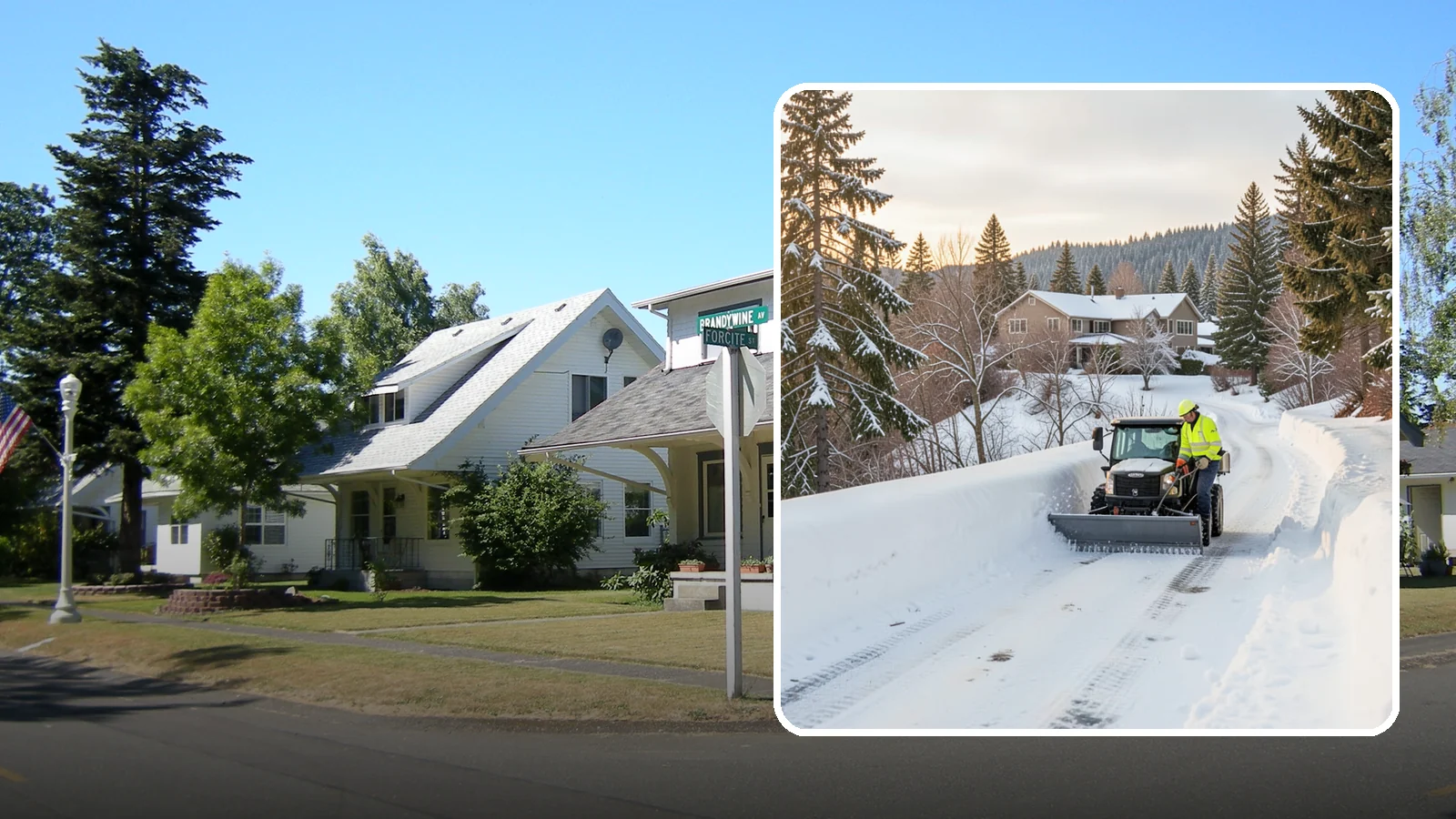Steep Driveway Snow Removal in DuPont, Pierce County, WA - We safely clear and treat steep driveways on the hillside lots that define so much of Western Washington's terrain.
