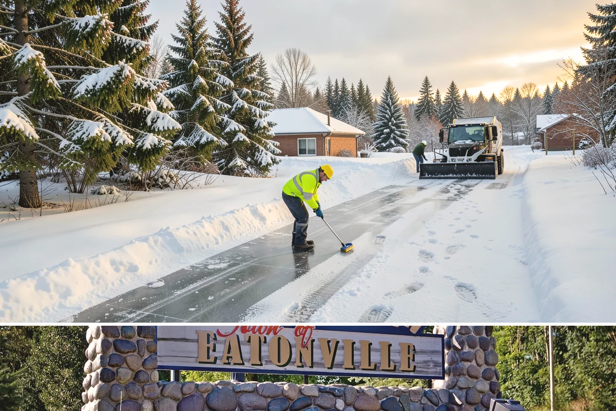 Steep Driveway Snow Removal in Eatonville, Pierce County, WA - Steep drives need clearing and traction treatment with every snowfall and especially during the refreeze that follows each thaw.