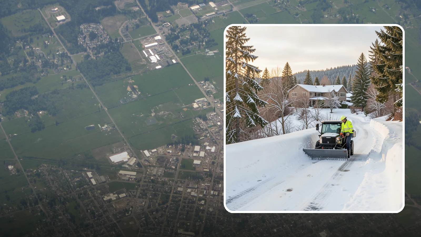 Steep Driveway Snow Removal in Enumclaw, King County, WA - We safely clear and treat steep driveways on the hillside lots that define so much of Western Washington's terrain.