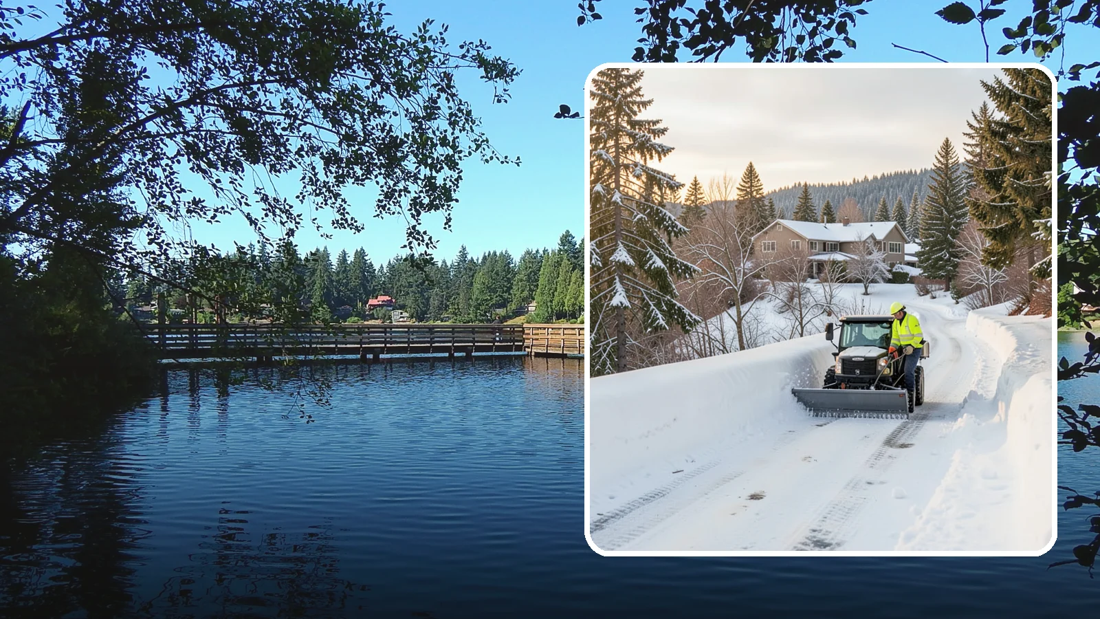 Steep Driveway Snow Removal in Federal Way, King County, WA - We safely clear and treat steep driveways on the hillside lots that define so much of Western Washington's terrain.