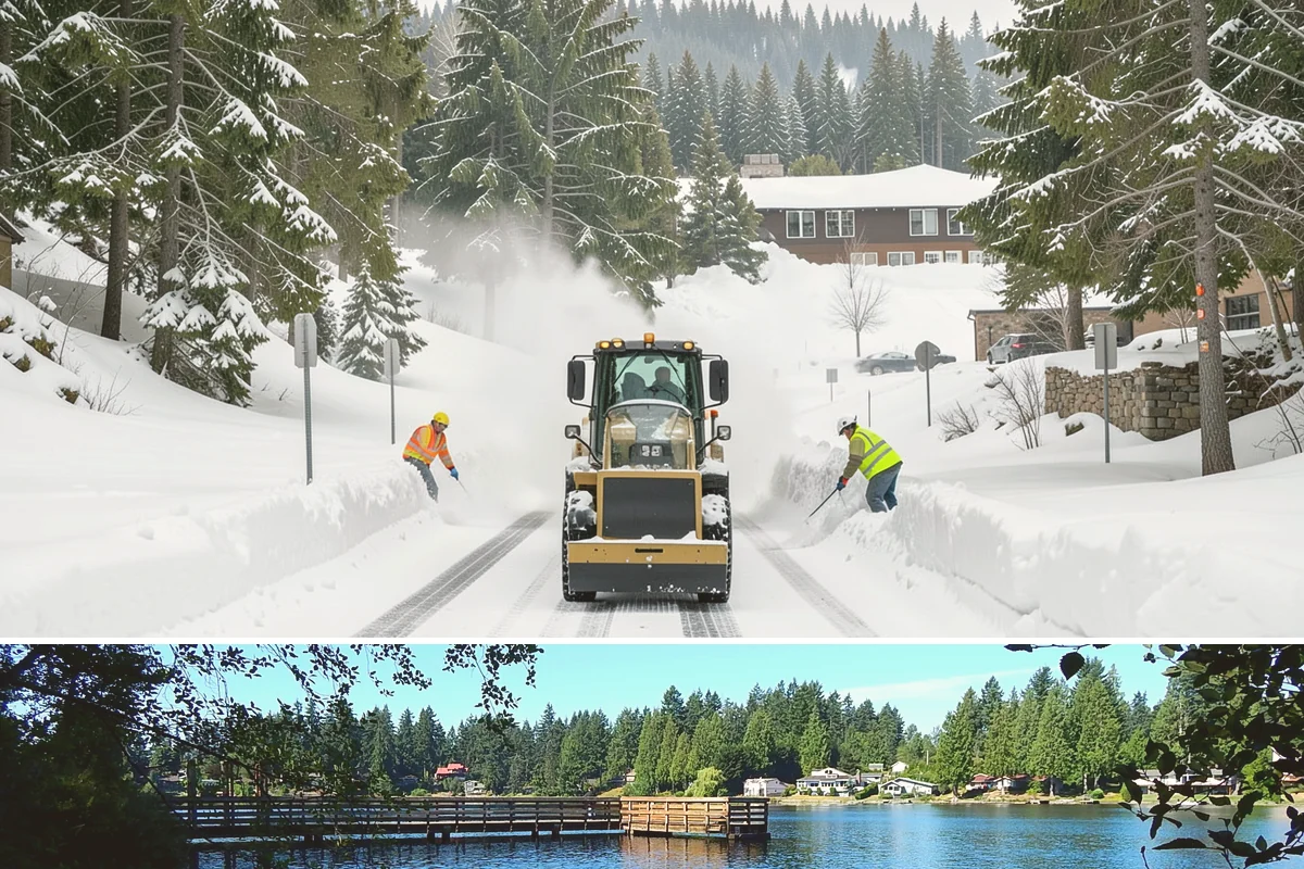 Steep Driveway Snow Removal in Federal Way, King County, WA - Steep drives need clearing and traction treatment with every snowfall and especially during the refreeze that follows each thaw.