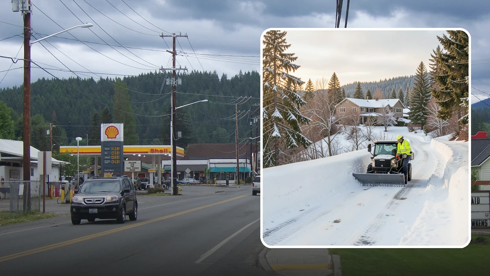 Steep Driveway Snow Removal in Granite Falls, Snohomish County, WA - We safely clear and treat steep driveways on the hillside lots that define so much of Western Washington's terrain.