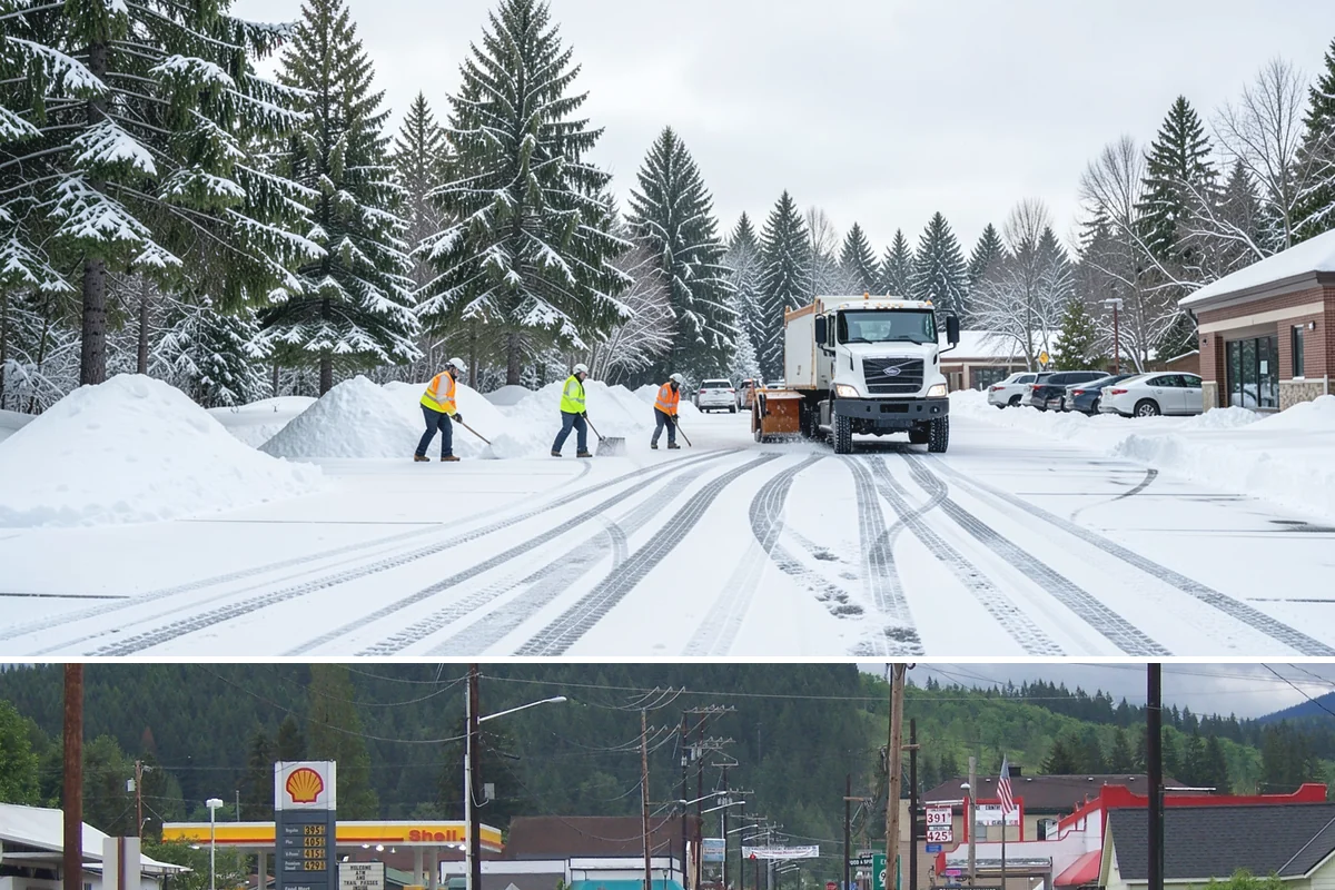 Steep Driveway Snow Removal in Granite Falls, Snohomish County, WA - Steep drives need clearing and traction treatment with every snowfall and especially during the refreeze that follows each thaw.