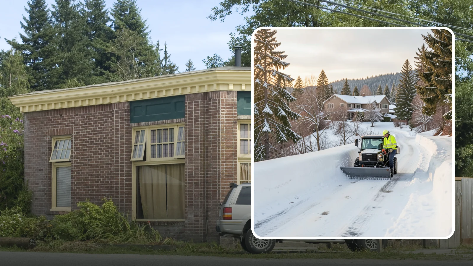 Steep Driveway Snow Removal in Hamilton, Skagit County, WA - We safely clear and treat steep driveways on the hillside lots that define so much of Western Washington's terrain.