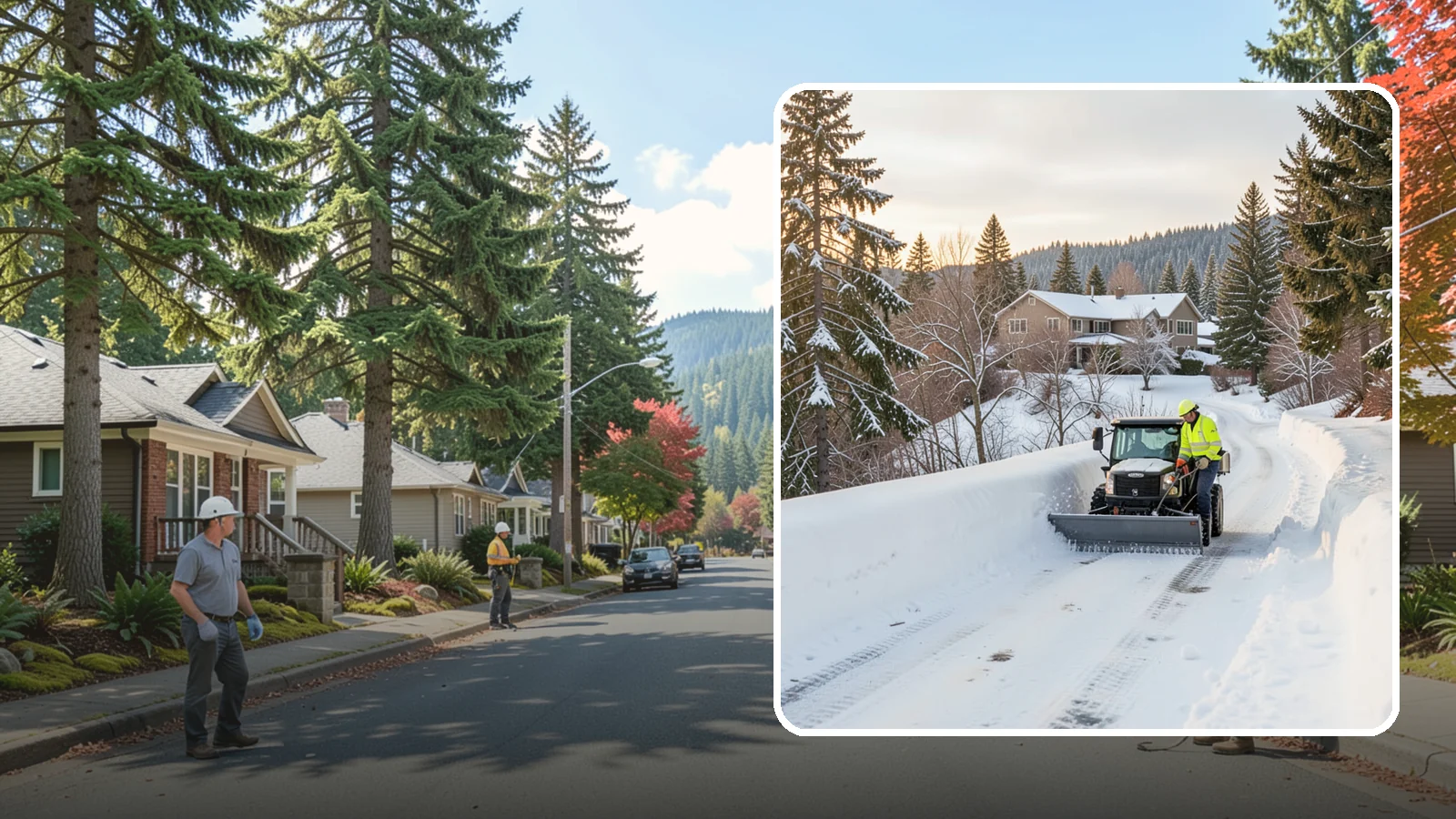 Steep Driveway Snow Removal in Hunts Point, King County, WA - We safely clear and treat steep driveways on the hillside lots that define so much of Western Washington's terrain.