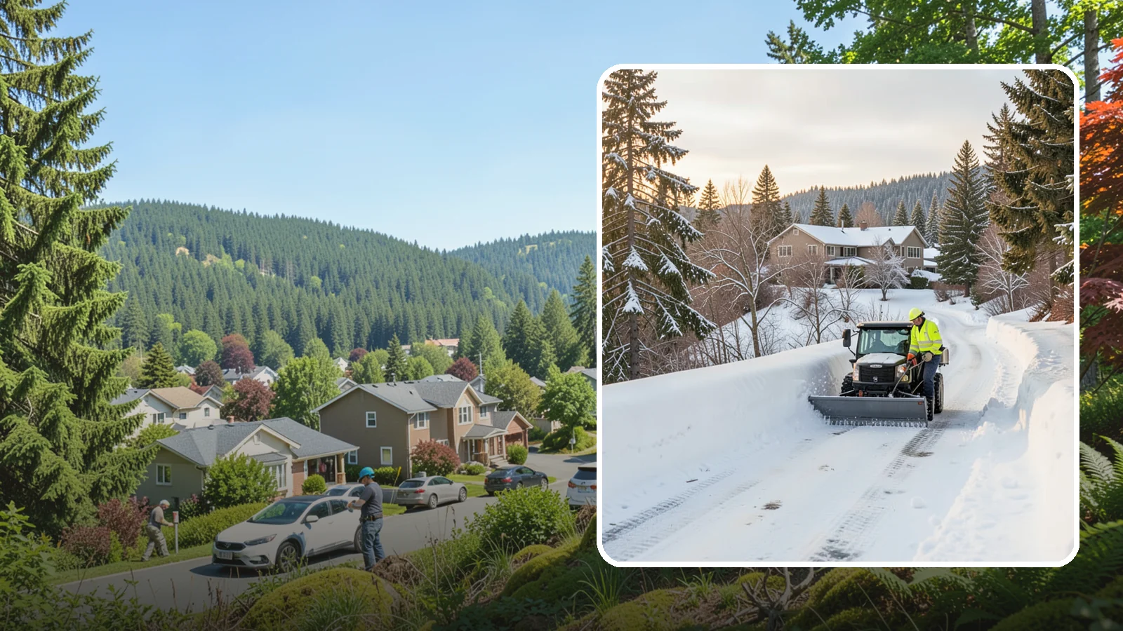 Steep Driveway Snow Removal in Index, Snohomish County, WA - We safely clear and treat steep driveways on the hillside lots that define so much of Western Washington's terrain.