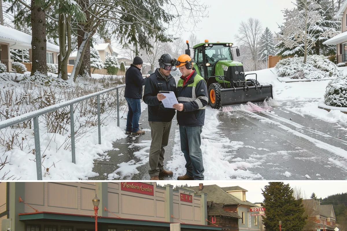 Steep Driveway Snow Removal in Issaquah, King County, WA - Steep drives need clearing and traction treatment with every snowfall and especially during the refreeze that follows each thaw.
