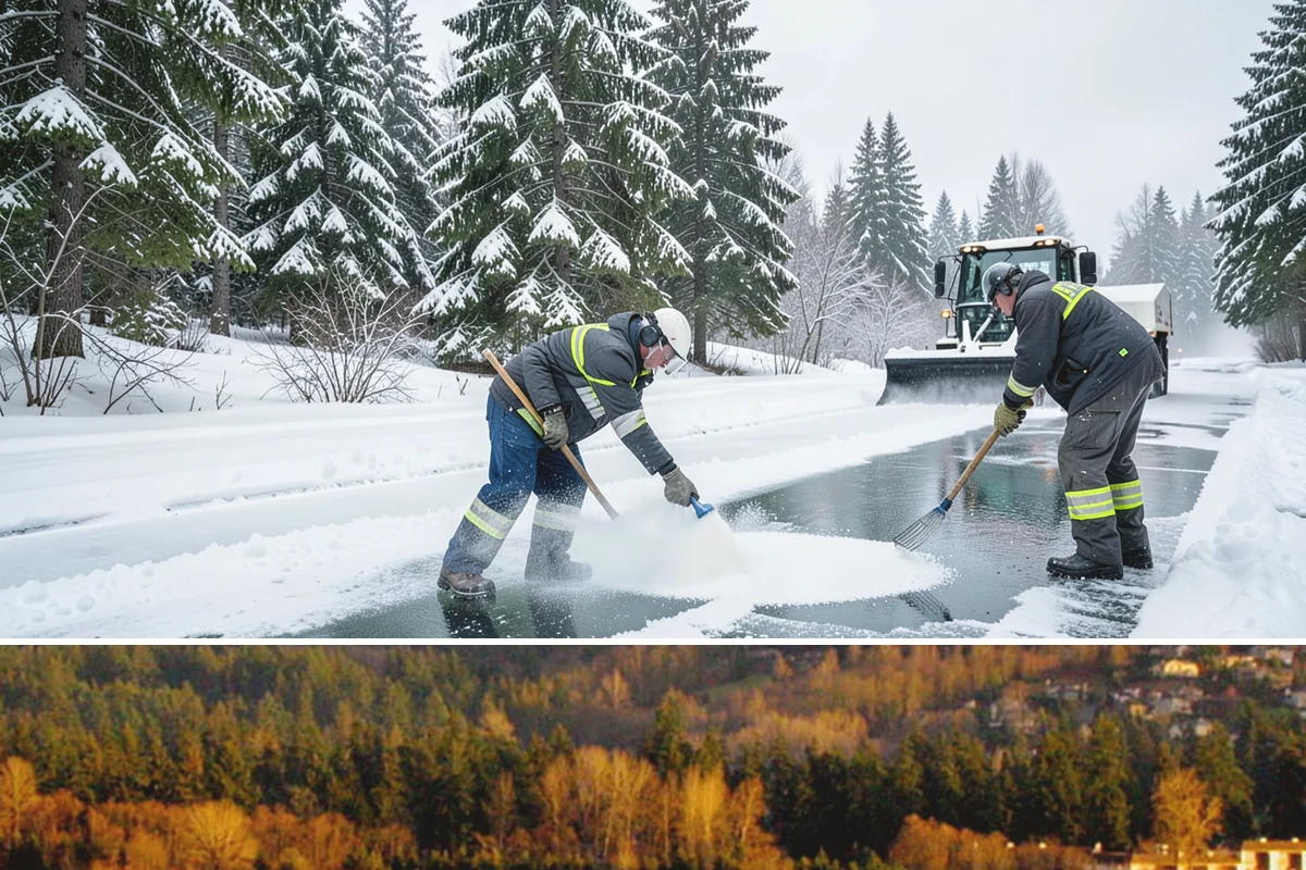 Steep Driveway Snow Removal in Kenmore, King County, WA - Steep drives need clearing and traction treatment with every snowfall and especially during the refreeze that follows each thaw.