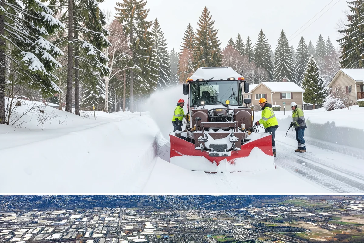 Steep Driveway Snow Removal in Kent, King County, WA - Steep drives need clearing and traction treatment with every snowfall and especially during the refreeze that follows each thaw.