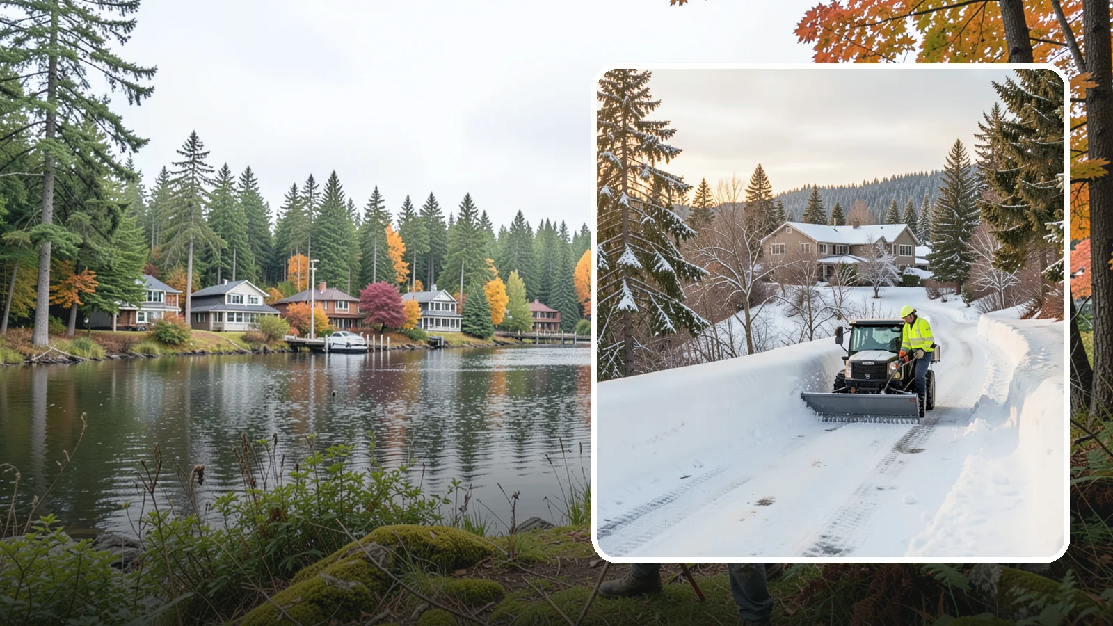 Steep Driveway Snow Removal in La Conner, Skagit County, WA - We safely clear and treat steep driveways on the hillside lots that define so much of Western Washington's terrain.