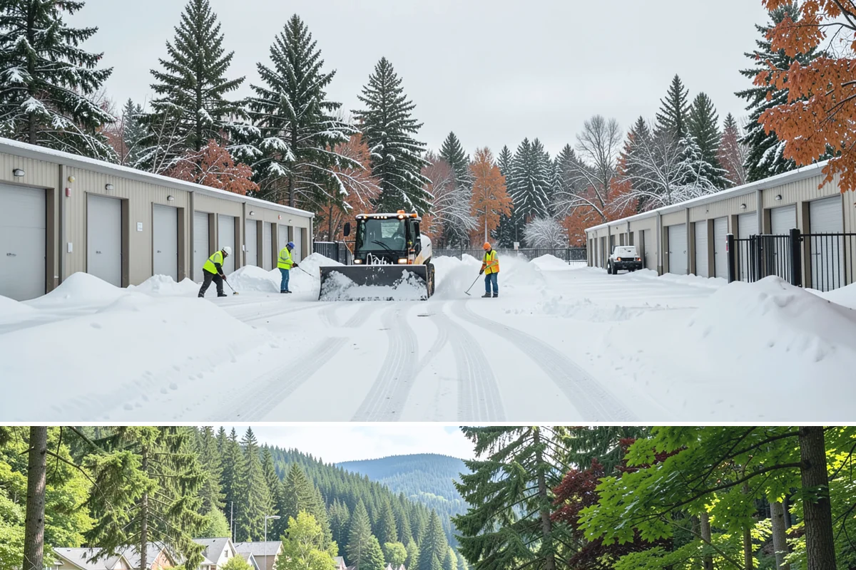 Steep Driveway Snow Removal in Lake Forest Park, King County, WA - Steep drives need clearing and traction treatment with every snowfall and especially during the refreeze that follows each thaw.