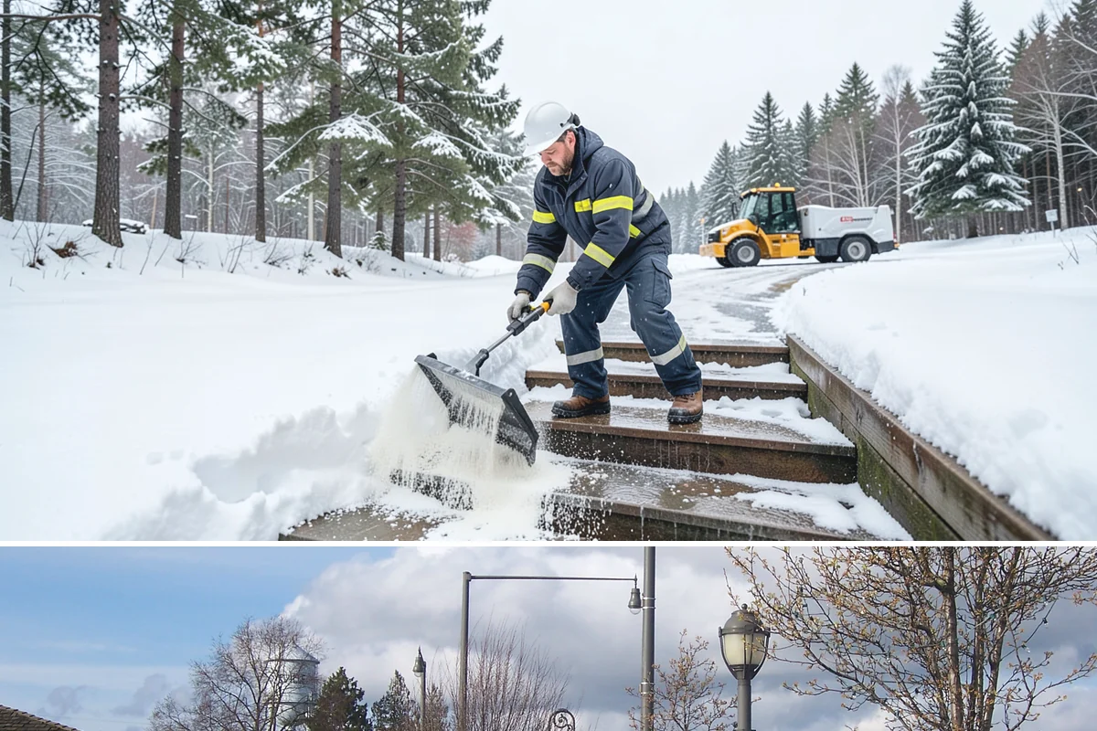 Steep Driveway Snow Removal in Marysville, Snohomish County, WA - Steep drives need clearing and traction treatment with every snowfall and especially during the refreeze that follows each thaw.