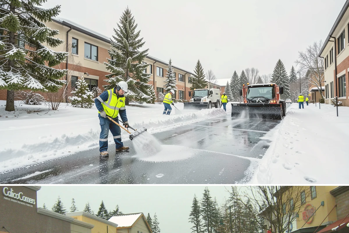 Steep Driveway Snow Removal in Mill Creek, Snohomish County, WA - Steep drives need clearing and traction treatment with every snowfall and especially during the refreeze that follows each thaw.