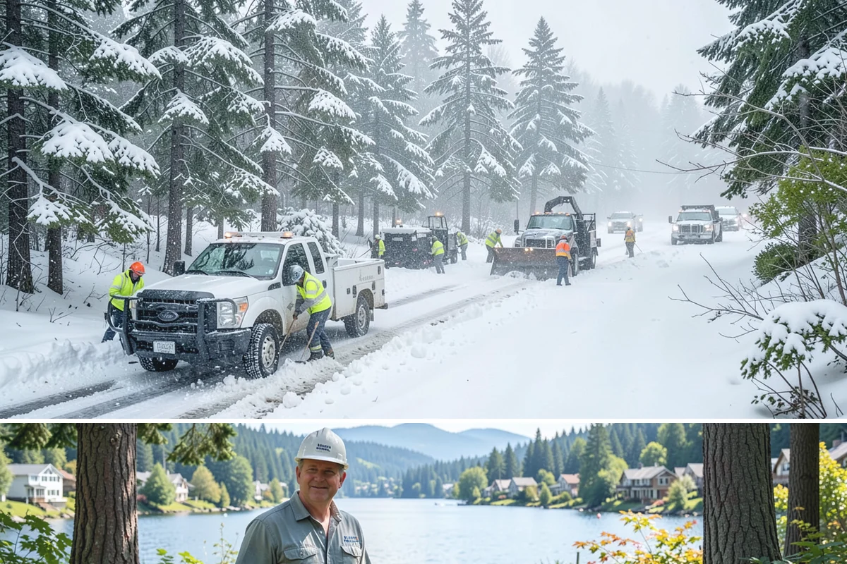 Steep Driveway Snow Removal in Milton, King County, WA - Steep drives need clearing and traction treatment with every snowfall and especially during the refreeze that follows each thaw.