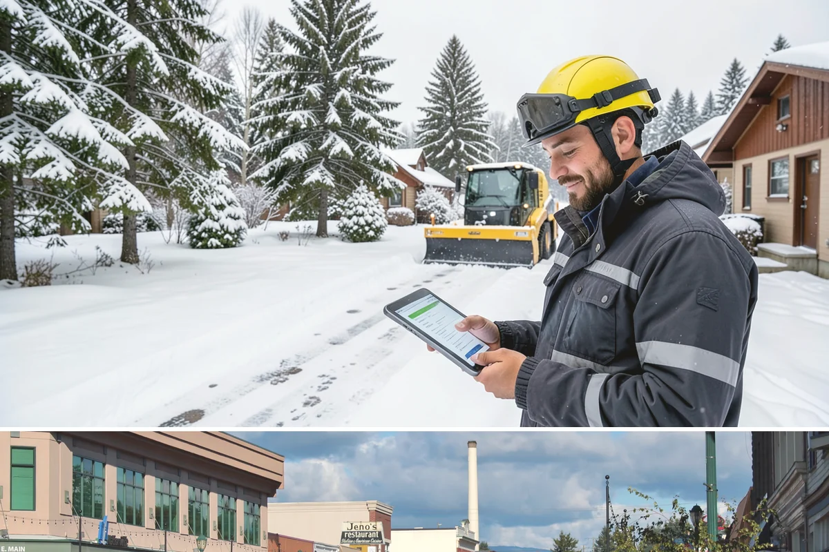 Steep Driveway Snow Removal in Monroe, Snohomish County, WA - Steep drives need clearing and traction treatment with every snowfall and especially during the refreeze that follows each thaw.