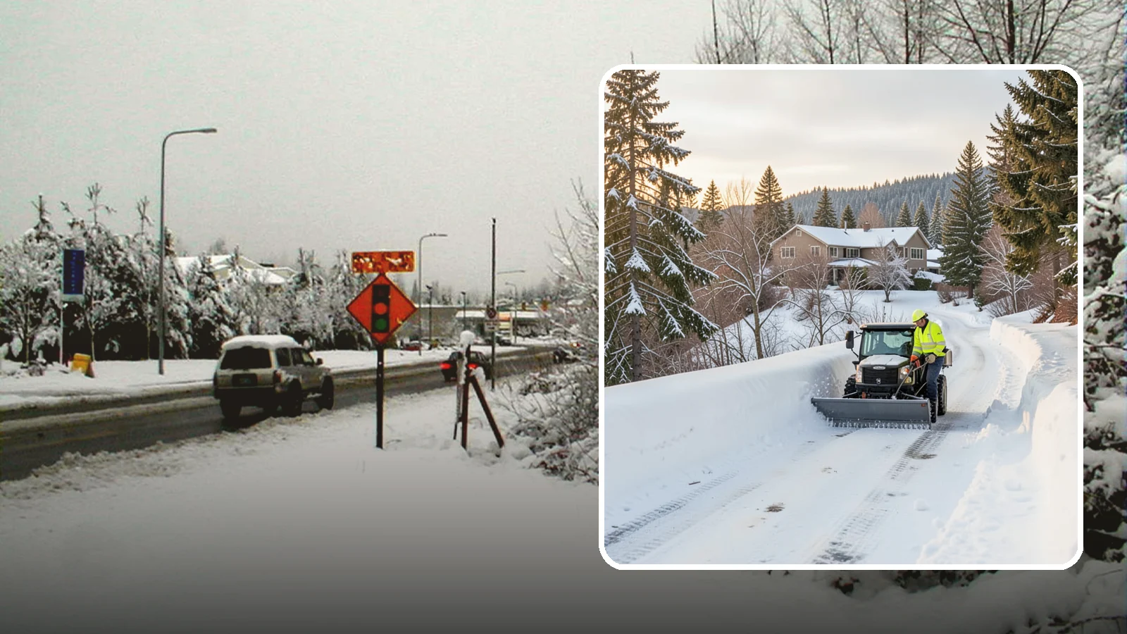 Steep Driveway Snow Removal in Newcastle, King County, WA - We safely clear and treat steep driveways on the hillside lots that define so much of Western Washington's terrain.