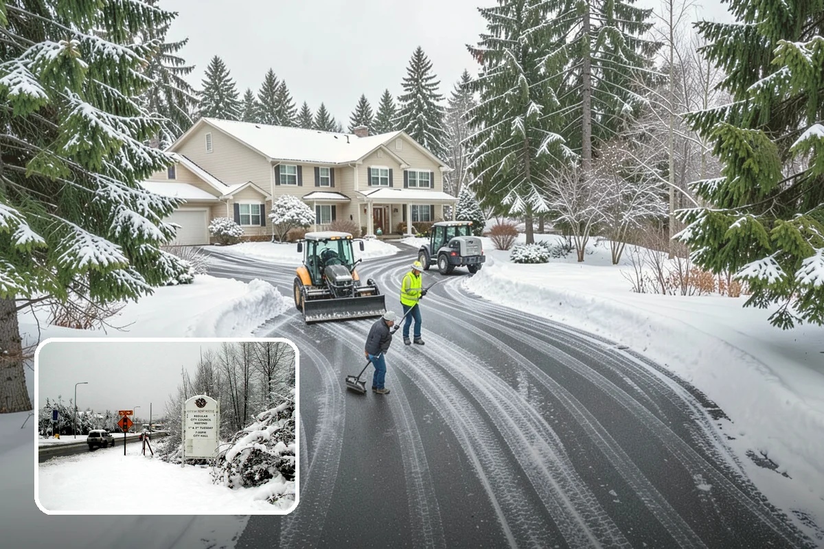 Steep Driveway Snow Removal in Newcastle, King County, WA - Handles grade safely with the right equipment and approach