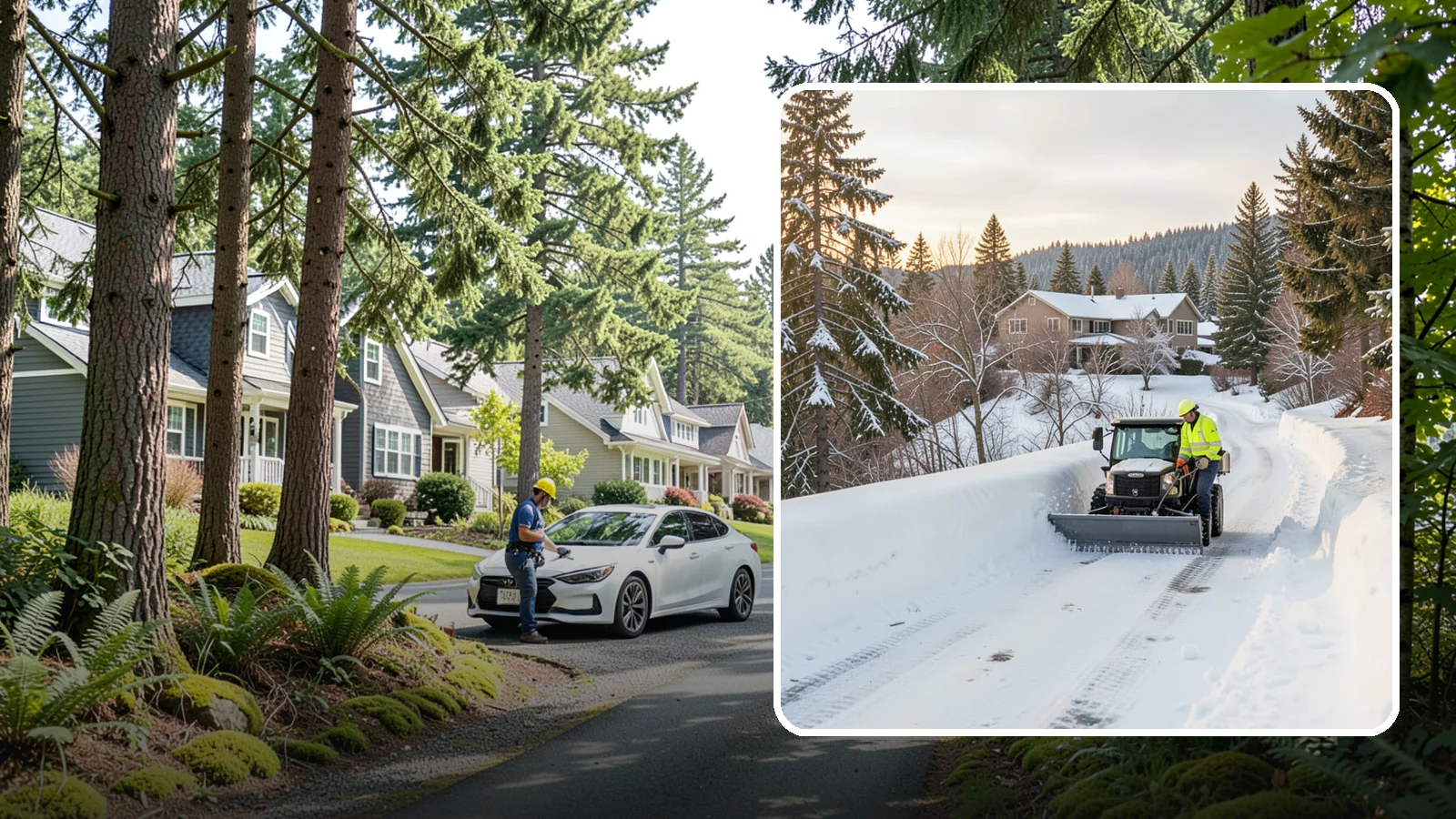 Steep Driveway Snow Removal in Normandy Park, King County, WA - We safely clear and treat steep driveways on the hillside lots that define so much of Western Washington's terrain.
