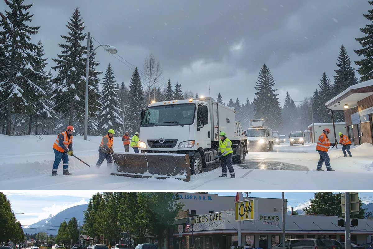 Steep Driveway Snow Removal in North Bend, King County, WA - Steep drives need clearing and traction treatment with every snowfall and especially during the refreeze that follows each thaw.