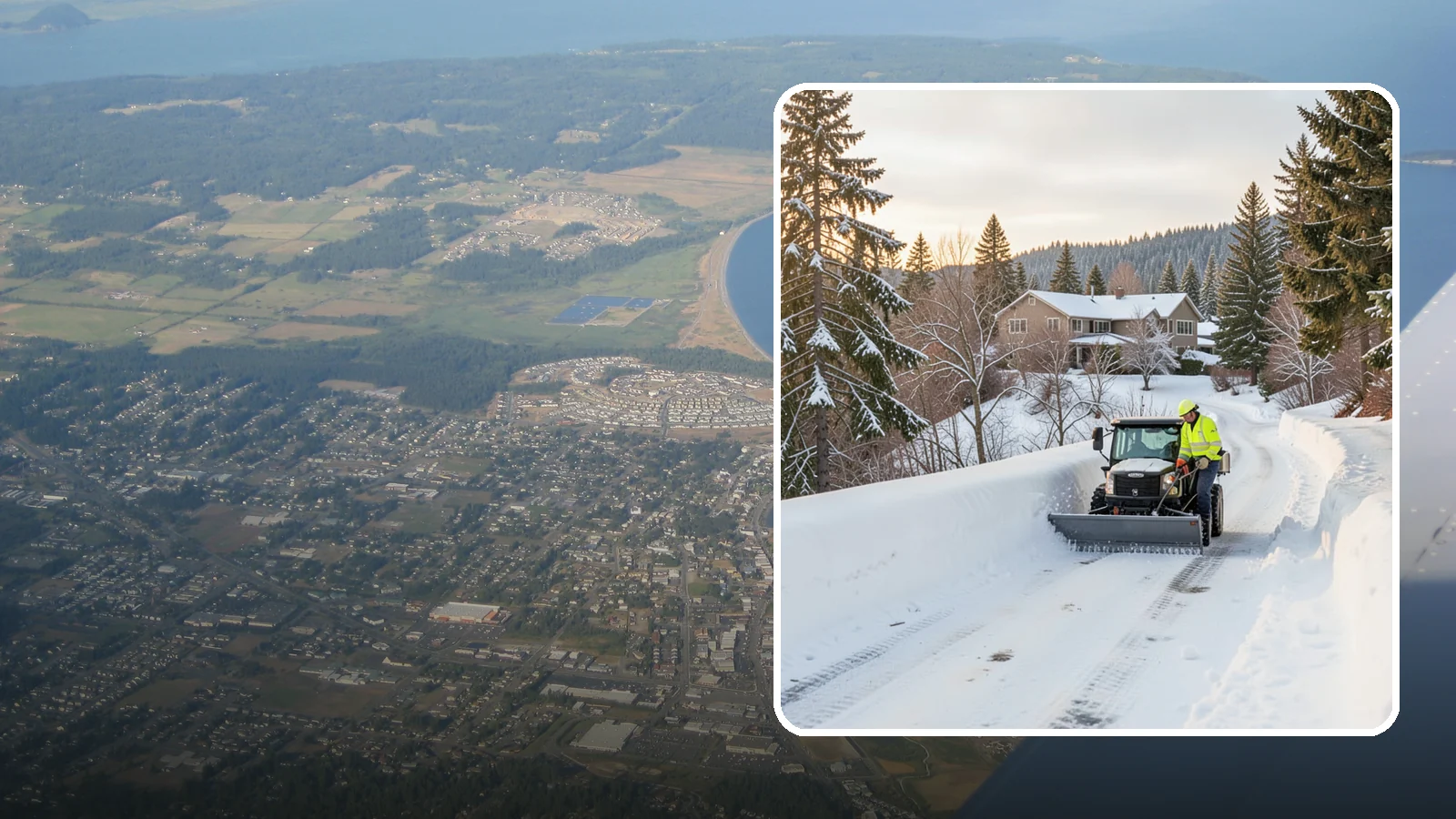 Steep Driveway Snow Removal in Oak Harbor, Island County, WA - We safely clear and treat steep driveways on the hillside lots that define so much of Western Washington's terrain.