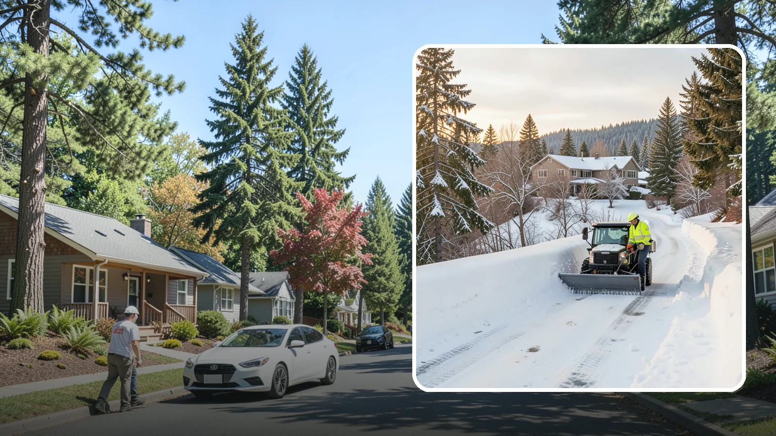 Steep Driveway Snow Removal in Orting, Pierce County, WA - We safely clear and treat steep driveways on the hillside lots that define so much of Western Washington's terrain.