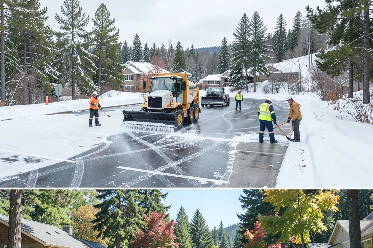 Steep Driveway Snow Removal in Orting, Pierce County, WA - Steep drives need clearing and traction treatment with every snowfall and especially during the refreeze that follows each thaw.