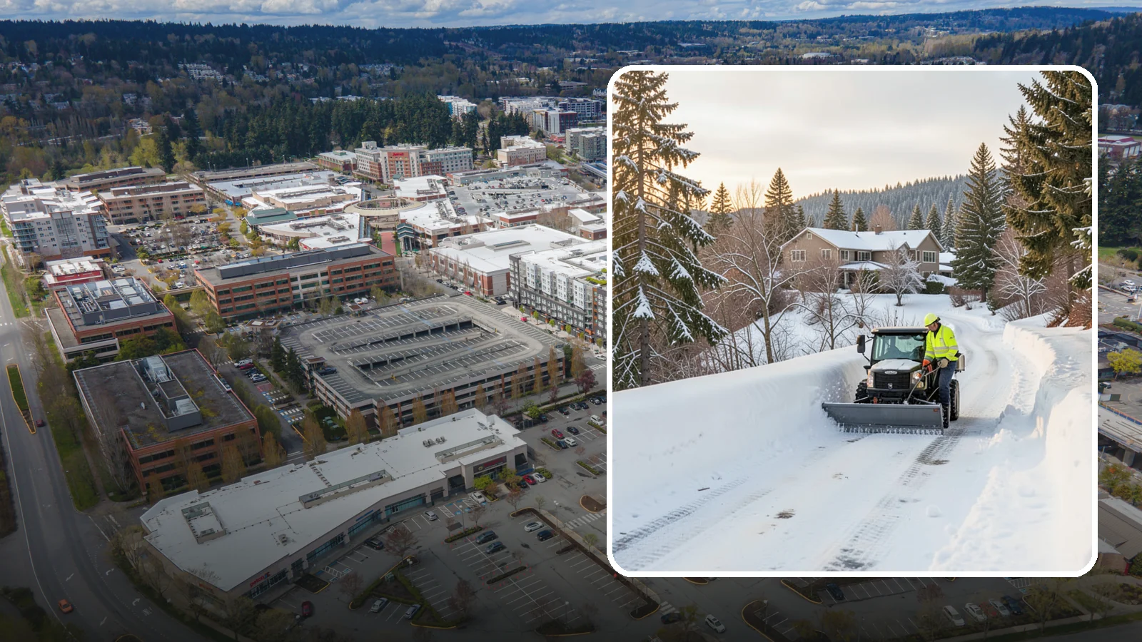 Steep Driveway Snow Removal in Redmond, King County, WA - We safely clear and treat steep driveways on the hillside lots that define so much of Western Washington's terrain.