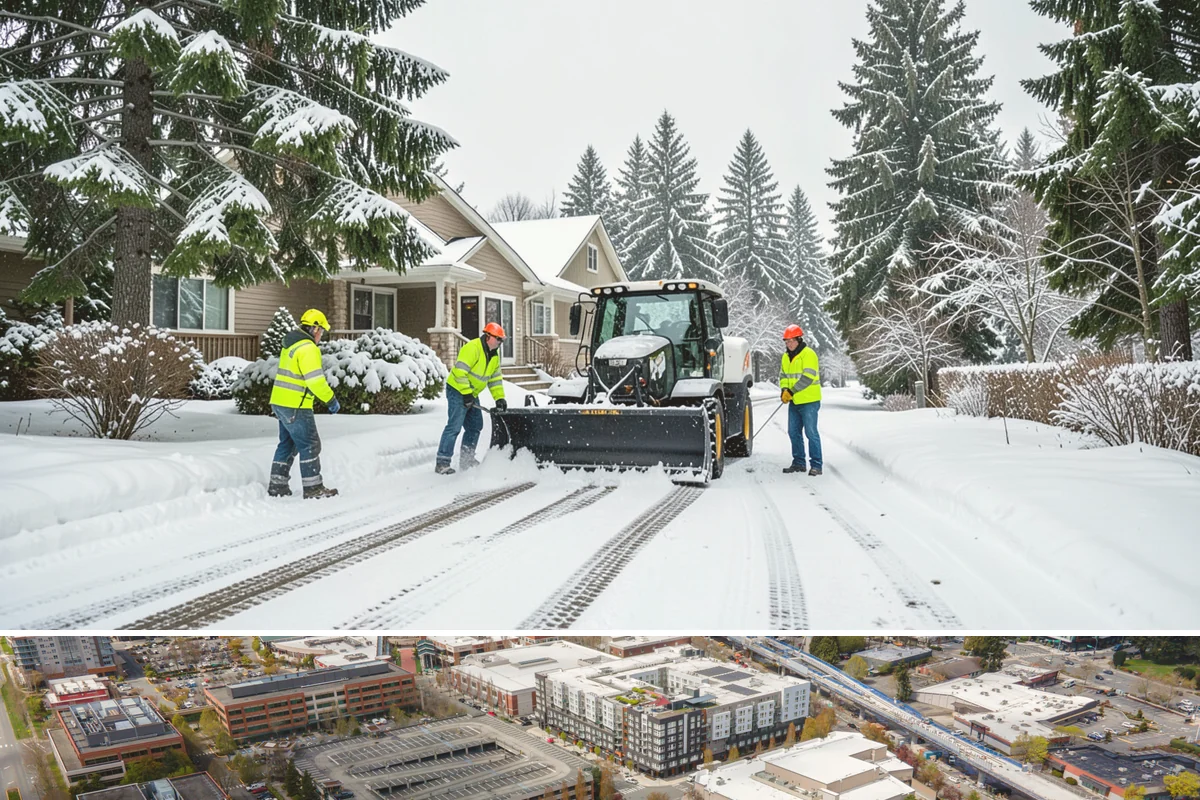 Steep Driveway Snow Removal in Redmond, King County, WA - Steep drives need clearing and traction treatment with every snowfall and especially during the refreeze that follows each thaw.