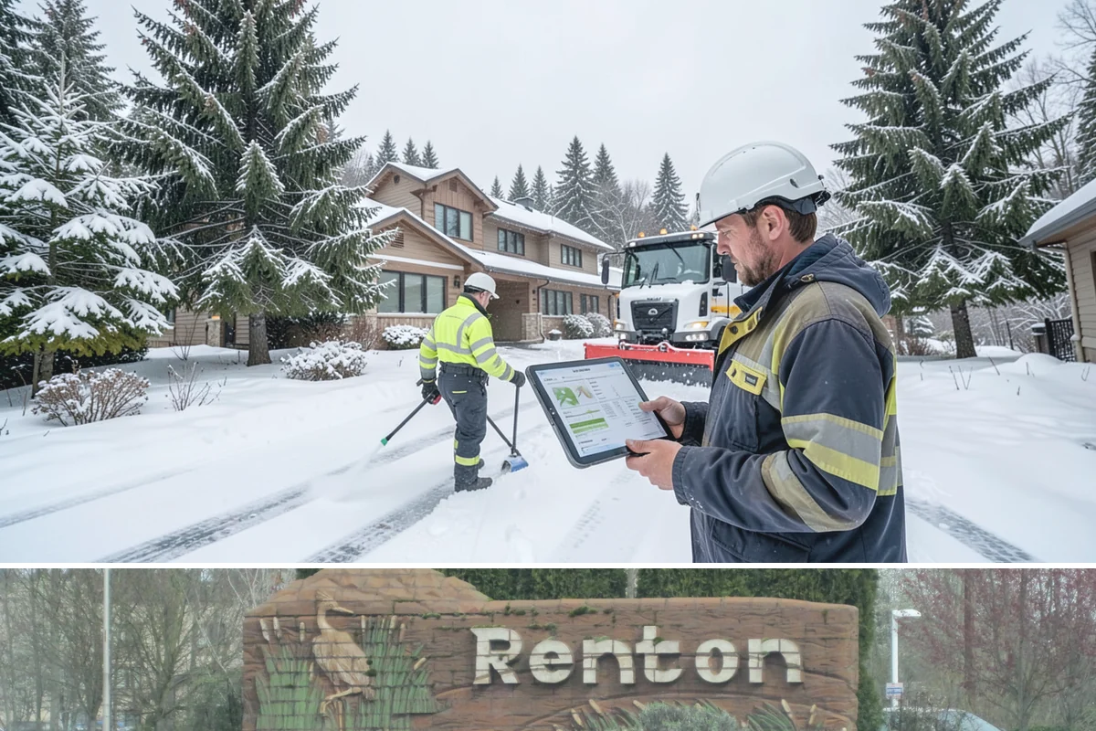 Steep Driveway Snow Removal in Renton, King County, WA - Steep drives need clearing and traction treatment with every snowfall and especially during the refreeze that follows each thaw.