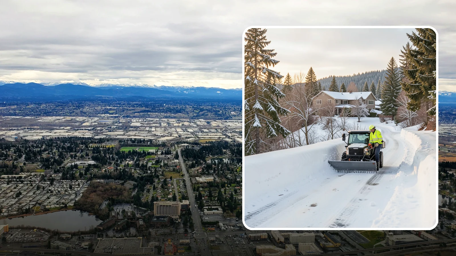 Steep Driveway Snow Removal in SeaTac, King County, WA - We safely clear and treat steep driveways on the hillside lots that define so much of Western Washington's terrain.