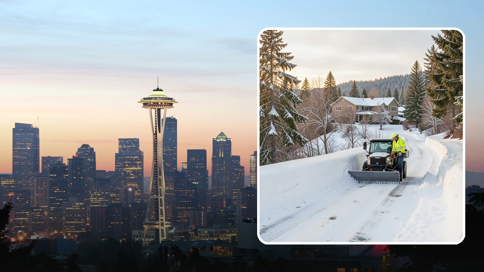 Steep Driveway Snow Removal in Seattle, King County, WA - We safely clear and treat steep driveways on the hillside lots that define so much of Western Washington's terrain.