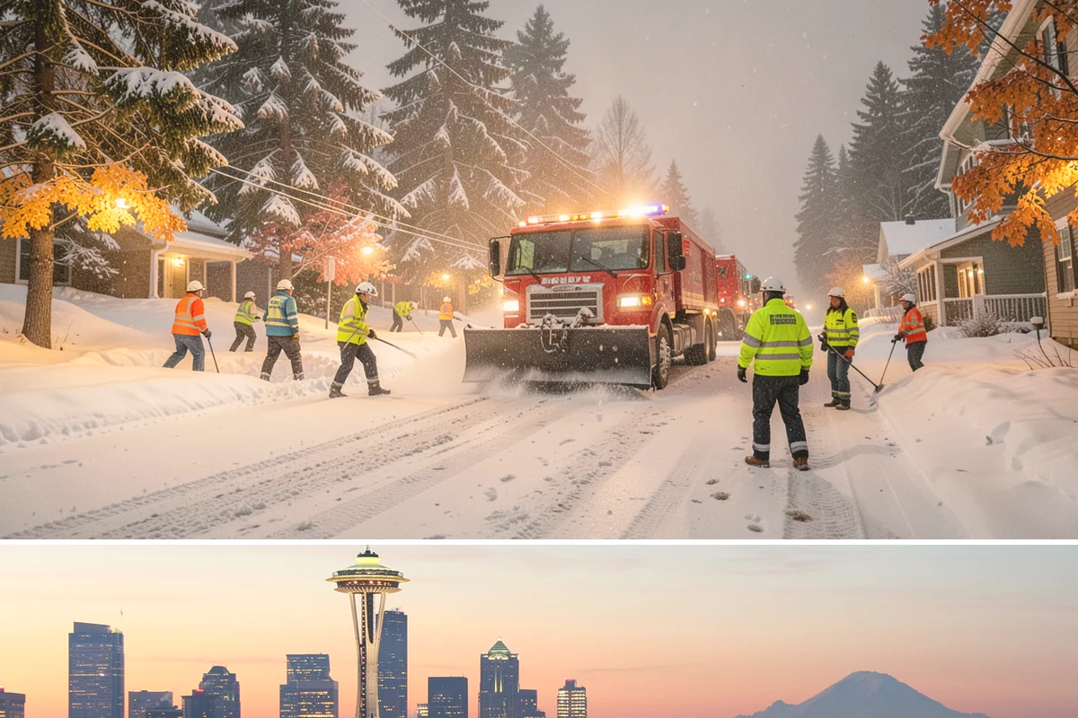 Steep Driveway Snow Removal in Seattle, King County, WA - Steep drives need clearing and traction treatment with every snowfall and especially during the refreeze that follows each thaw.