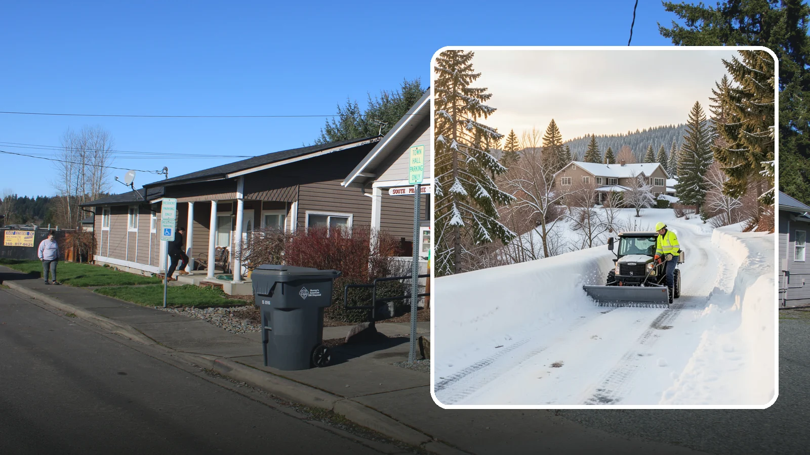 Steep Driveway Snow Removal in South Prairie, Pierce County, WA - We safely clear and treat steep driveways on the hillside lots that define so much of Western Washington's terrain.