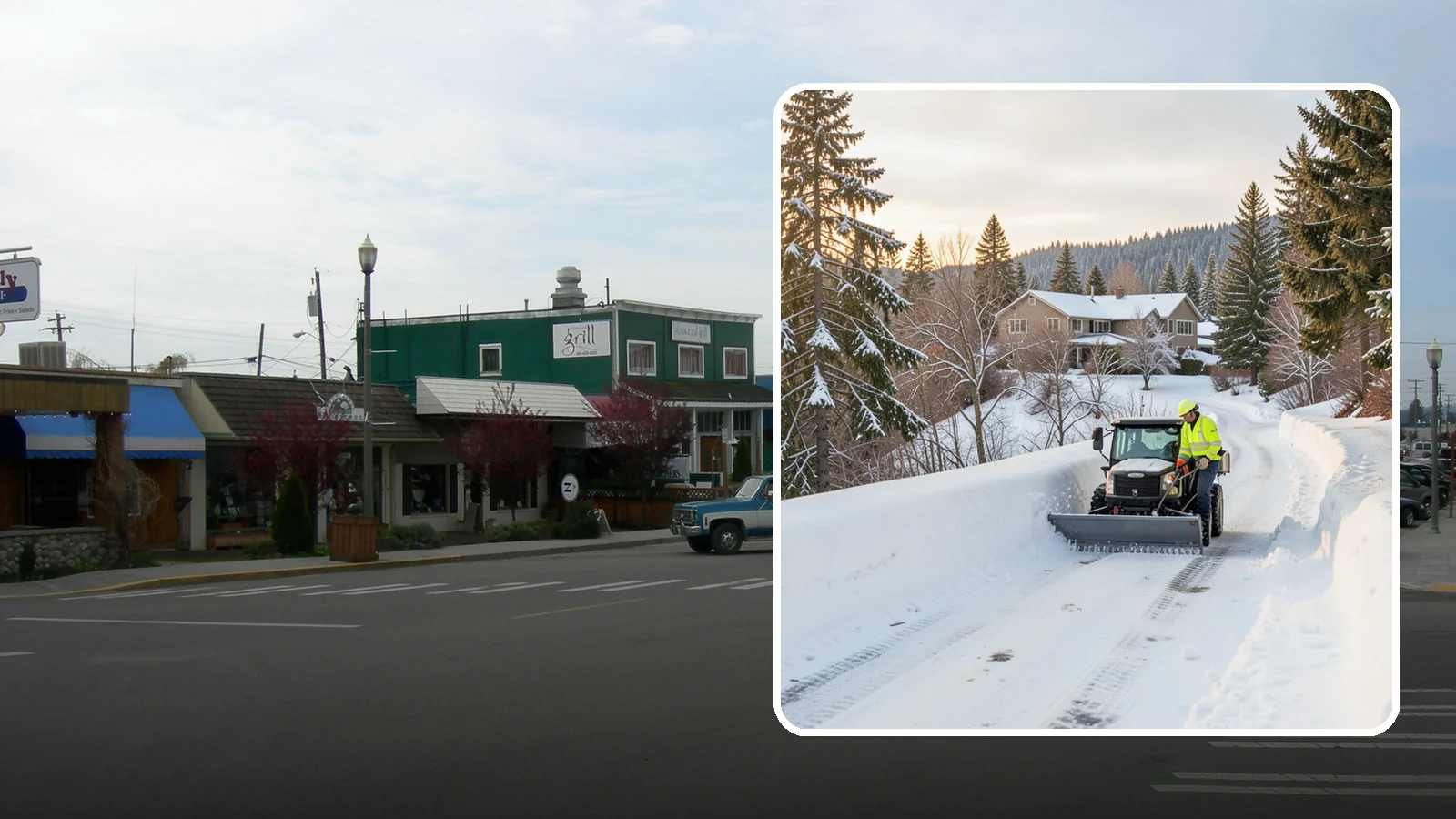 Steep Driveway Snow Removal in Stanwood, Snohomish County, WA - We safely clear and treat steep driveways on the hillside lots that define so much of Western Washington's terrain.