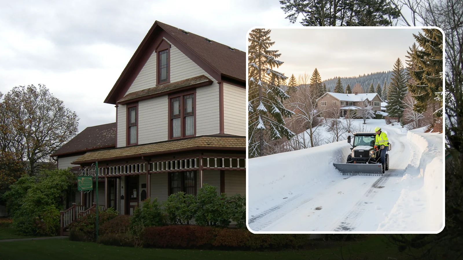 Steep Driveway Snow Removal in Sumner, Pierce County, WA - We safely clear and treat steep driveways on the hillside lots that define so much of Western Washington's terrain.