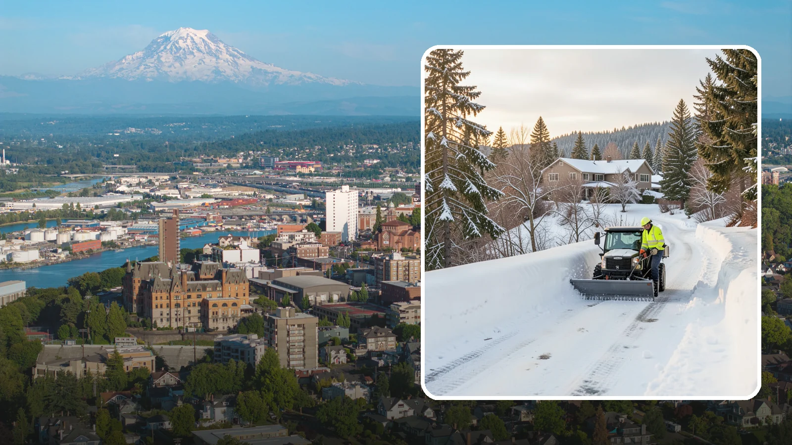 Steep Driveway Snow Removal in Tacoma, Pierce County, WA - We safely clear and treat steep driveways on the hillside lots that define so much of Western Washington's terrain.