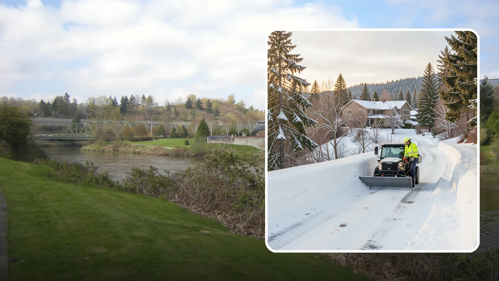 Steep Driveway Snow Removal in Tukwila, King County, WA - We safely clear and treat steep driveways on the hillside lots that define so much of Western Washington's terrain.