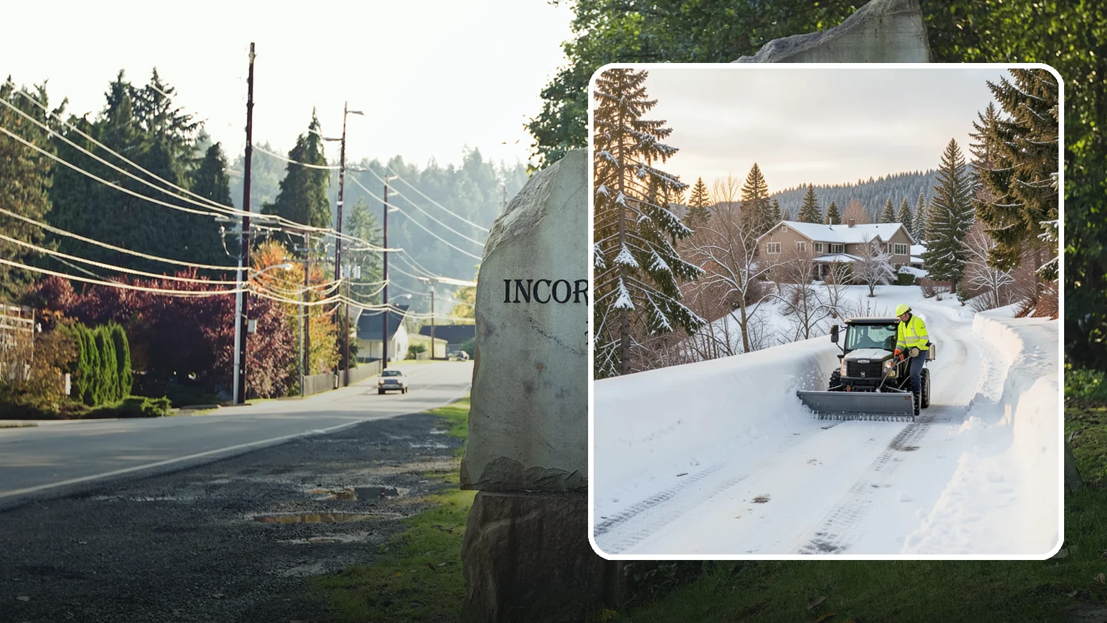 Steep Driveway Snow Removal in Wilkeson, Pierce County, WA - We safely clear and treat steep driveways on the hillside lots that define so much of Western Washington's terrain.