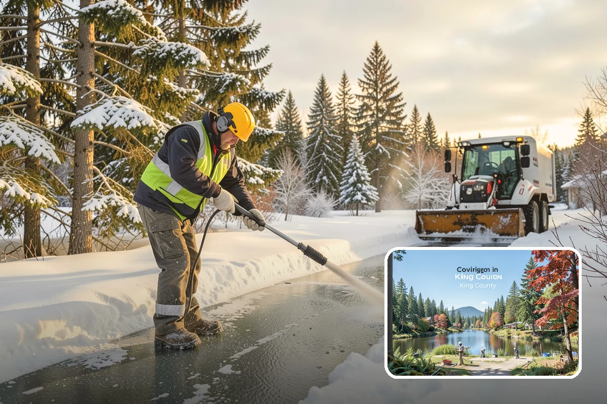 Steps Snow Removal in Covington, King County, WA - Targets the treads and nosings where slips begin