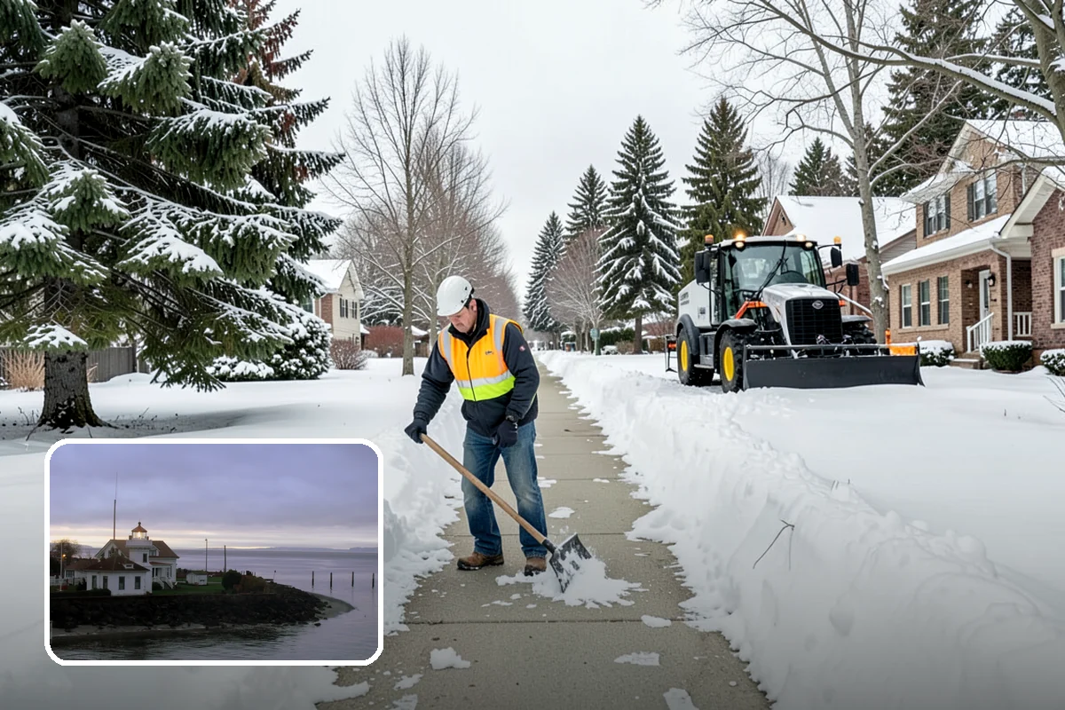 Steps Snow Removal in Mukilteo, Snohomish County, WA - Targets the treads and nosings where slips begin