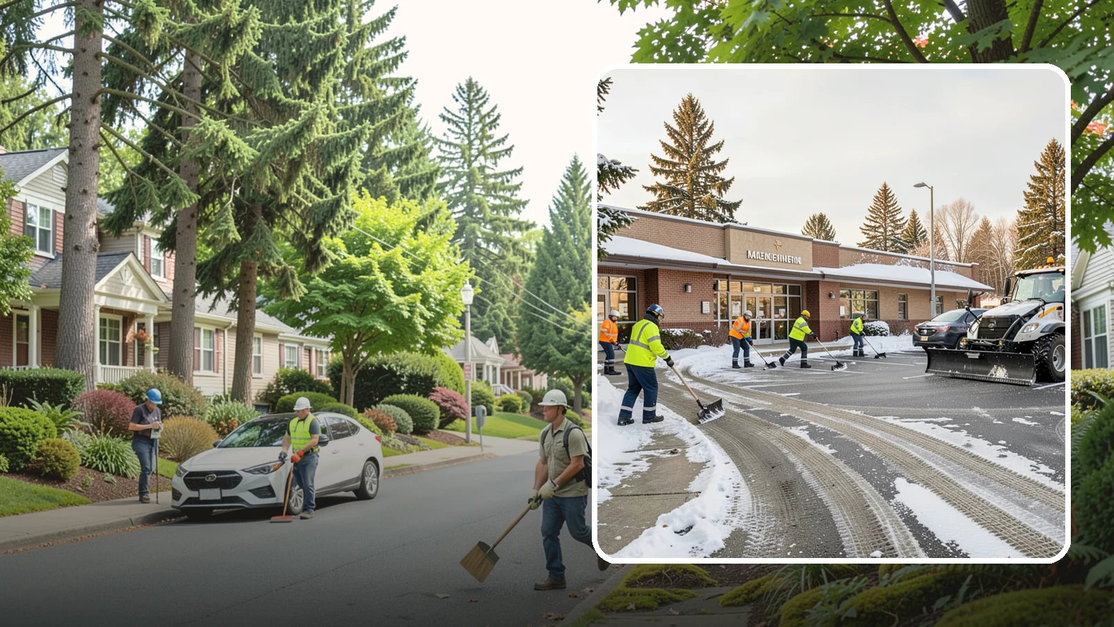 Strip Mall Snow Removal in Beaux Arts Village, King County, WA - We keep strip-mall storefronts, shared parking, and sidewalks clear so every tenant's customers can reach the door safely.
