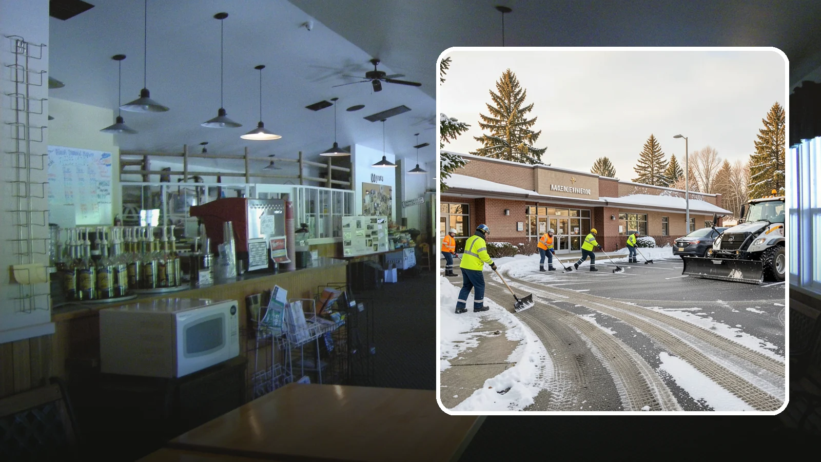 Strip Mall Snow Removal in Black Diamond, King County, WA - We keep strip-mall storefronts, shared parking, and sidewalks clear so every tenant's customers can reach the door safely.