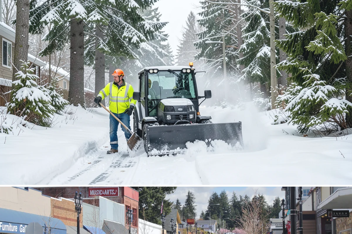 Strip Mall Snow Removal in Bothell, King County, WA - Strip malls need coverage December through February during lowland snow and ice days.