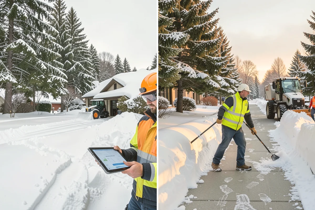 Strip Mall Snow Removal in Brier, Snohomish County, WA - Map the shared lot and the full storefront sidewalk