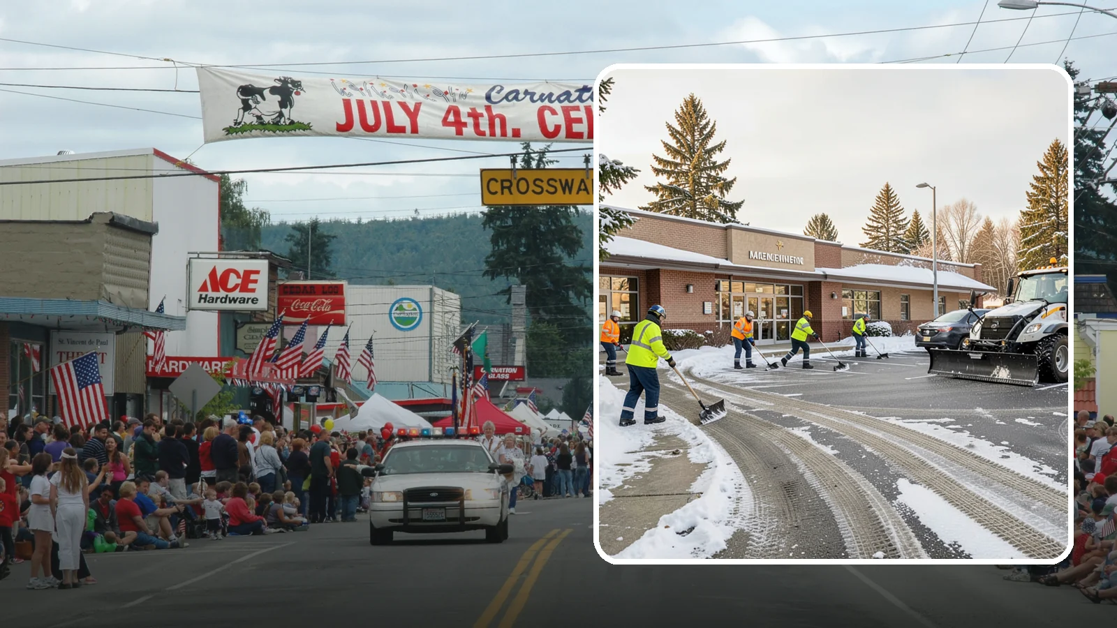 Strip Mall Snow Removal in Carnation, King County, WA - We keep strip-mall storefronts, shared parking, and sidewalks clear so every tenant's customers can reach the door safely.