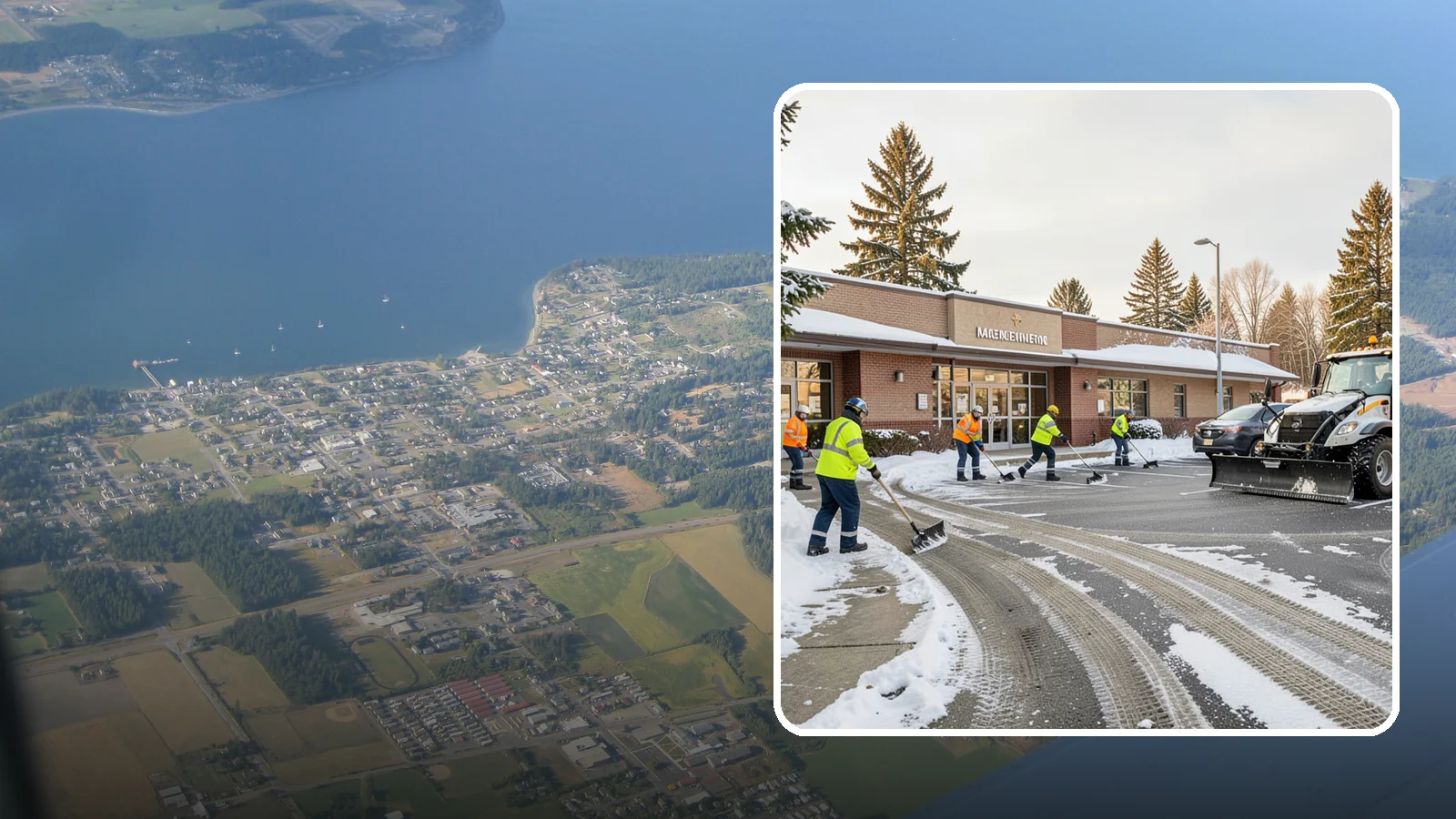Strip Mall Snow Removal in Coupeville, Island County, WA - We keep strip-mall storefronts, shared parking, and sidewalks clear so every tenant's customers can reach the door safely.