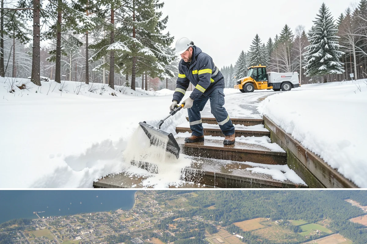 Strip Mall Snow Removal in Coupeville, Island County, WA - Strip malls need coverage December through February during lowland snow and ice days.