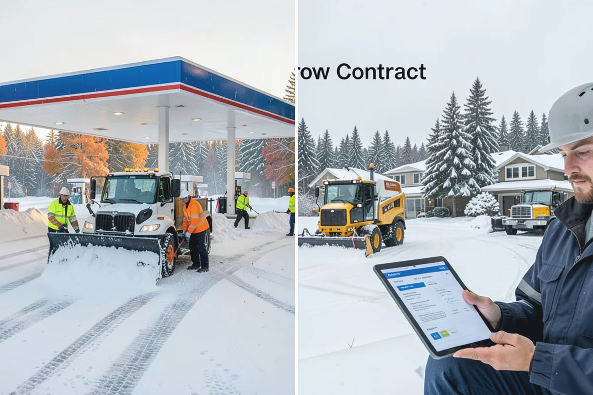 Strip Mall Snow Removal in Darrington, Snohomish County, WA - Map the shared lot and the full storefront sidewalk